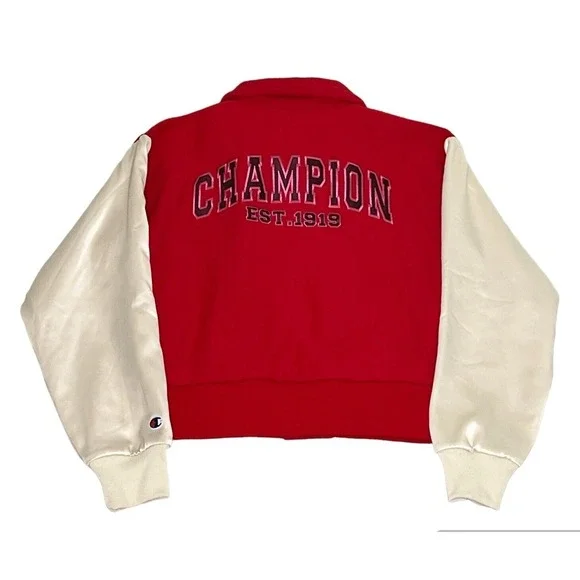 Champion‎ Red Letterman Patch Jacket XS - Picture 3 of 10